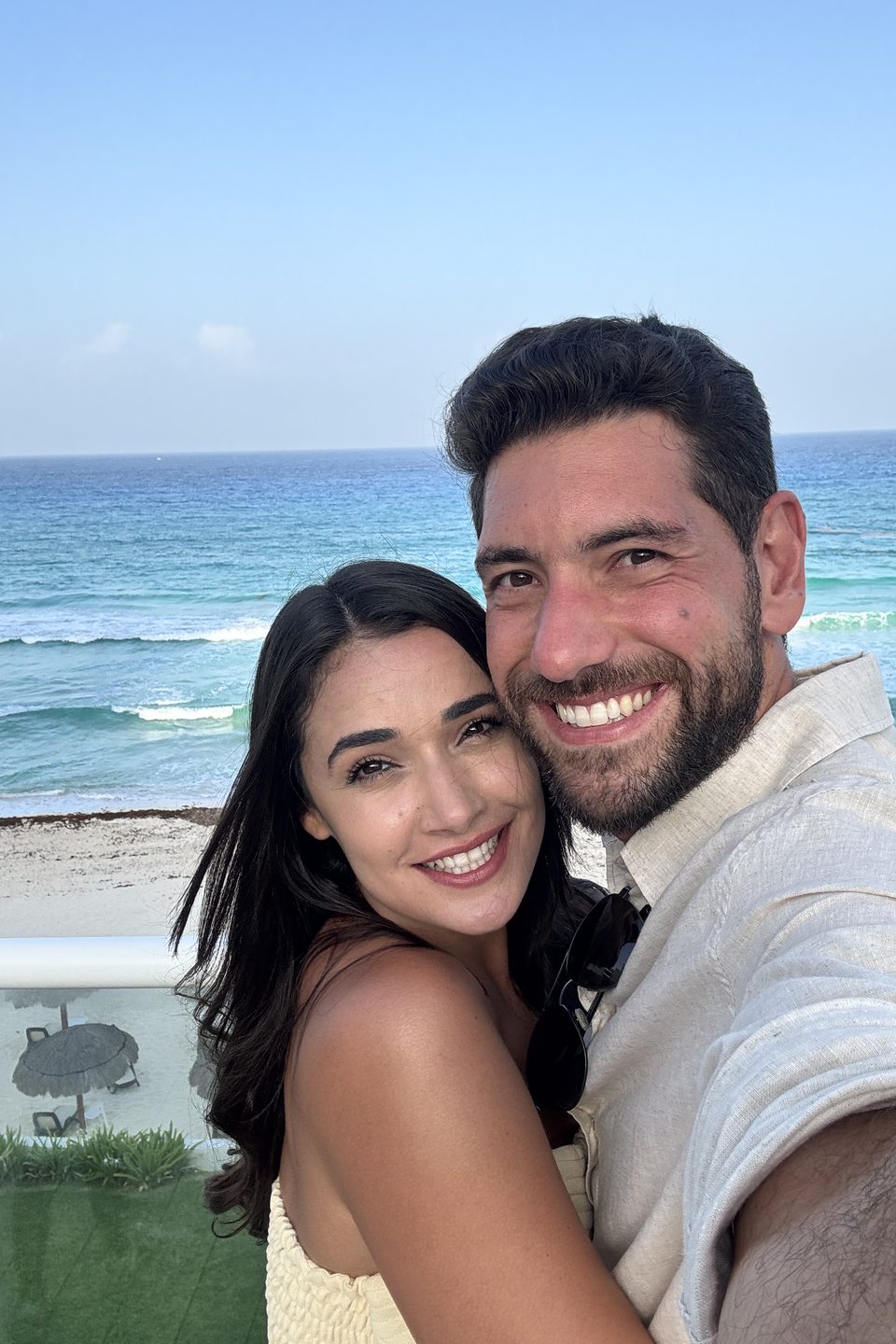 Uma selfie na praia, no fim do dia